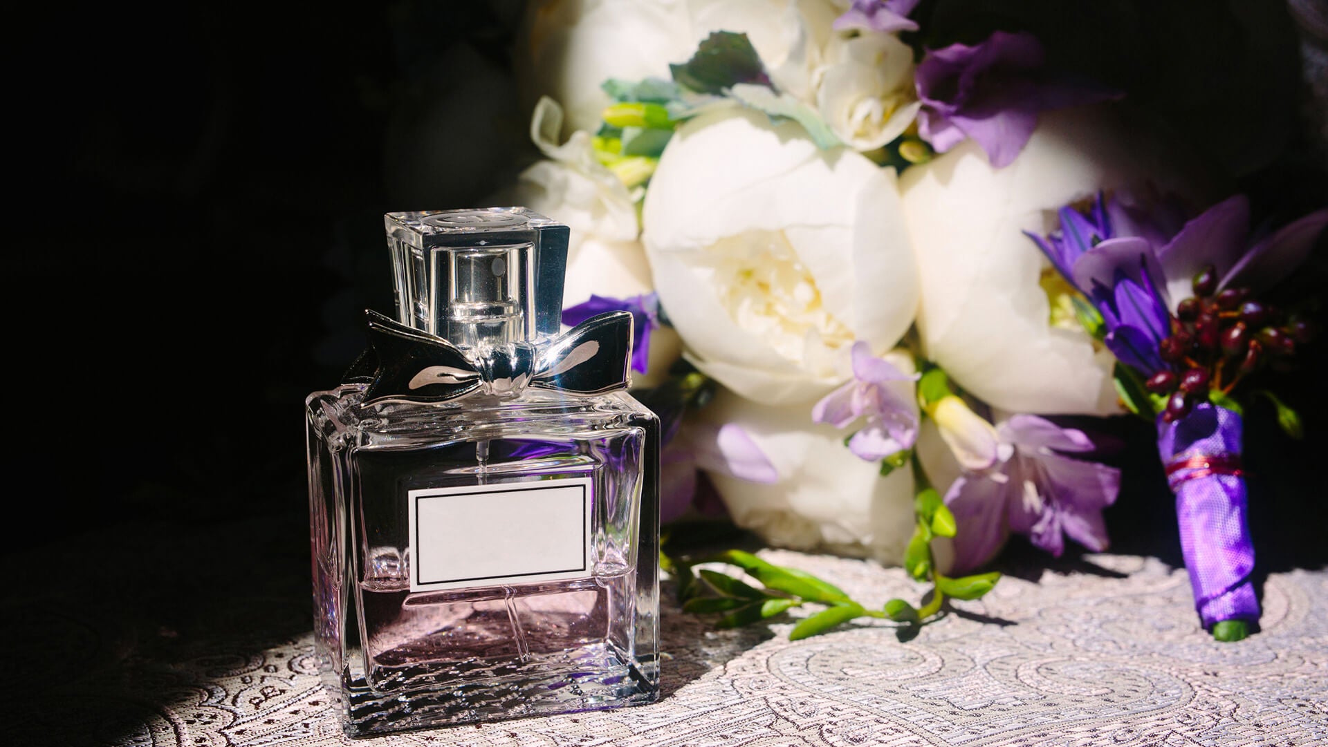 A white rose bouquet with perfume